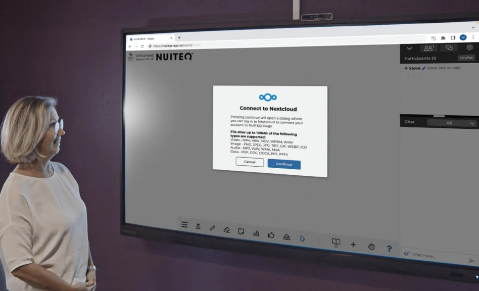 Person looking at a screen with Nextcloud and NUITEQ