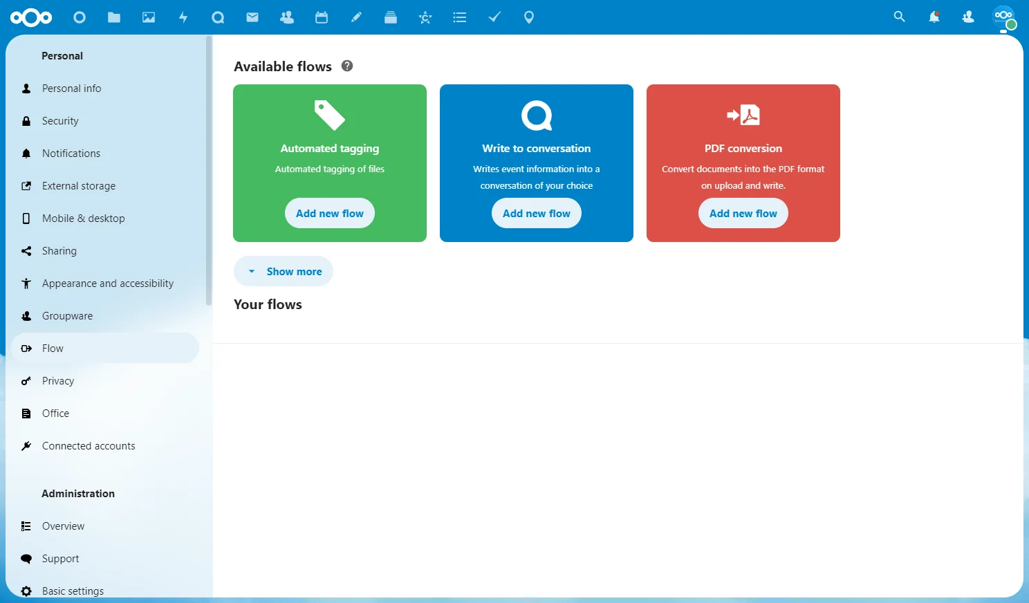 Nextcloud workflow management