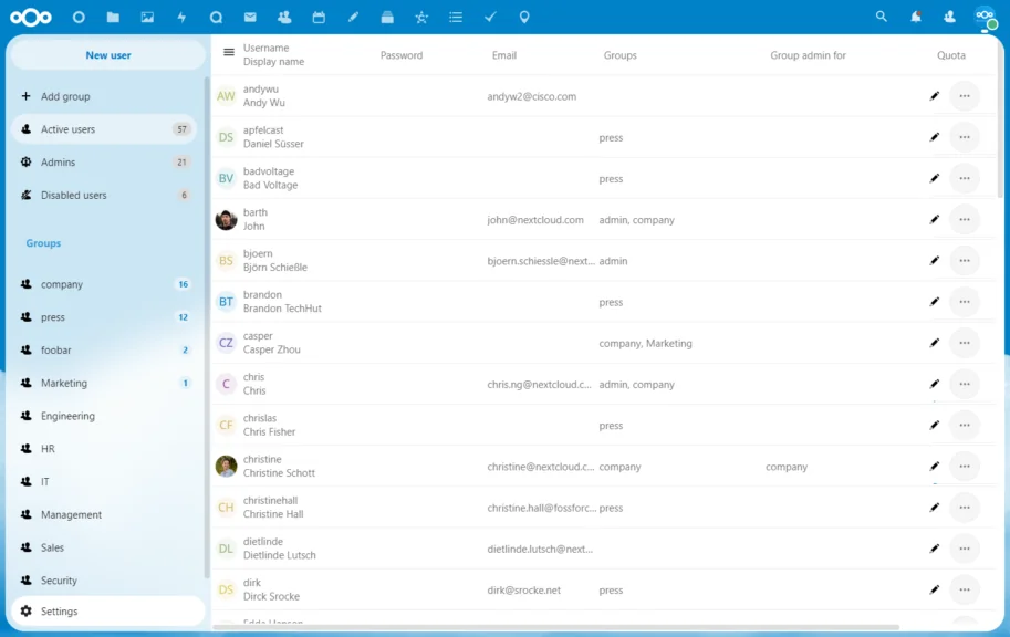 Nextcloud Hub 3 Users management