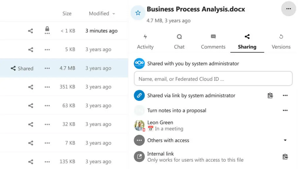 Nextcloud Sharing features