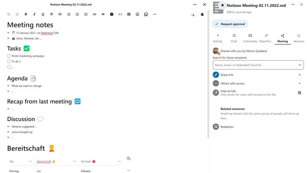 Nextcloud text collaboration